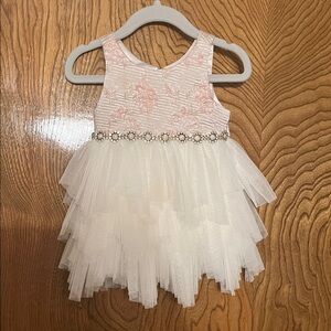 American Princess 12 MT Light Pink and White Toddler Dress with Jeweled Waist